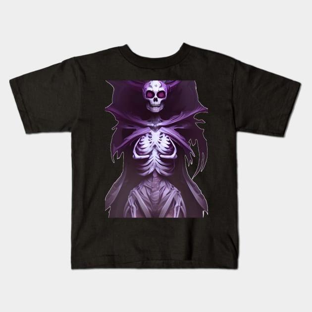 purple skeleton girl Kids T-Shirt by mdr design